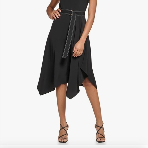 KARL LAGERFELD Women's Contrast Stitching Midi Dress Paris fashion - Picture 1 of 16